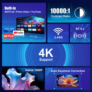 Máy chiếu hy320 NTV mới với Netflix 1080p được cấp phép chính thức với điều khiển từ xa bằng giọng nói - Product Image 3