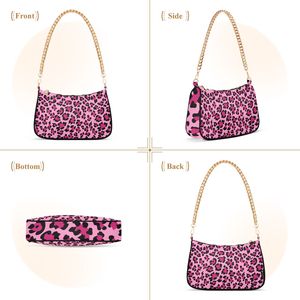 Pink Leopard Print Shoulder Bag Chain Sling <b>Purse</b> Zipper Closure <b>Small</b> Messenger Handbag for Women - Product Image 2