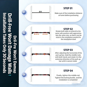 جهاز تمارين السحب على الباب بدون حفر، معدات رياضية منزلية للتمارين الداخلية، حلقة رفع أحادية القضيب - Product Image 3