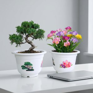 Bacs à Bonsaï Asiatiques Traditionnels – Pots en Plastique Blanc Multi-Tailles pour Jardin et Décoration Intérieure avec Trou de Drainage – Personnalisables pour Fleurs - Product Image 1