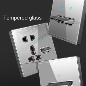 Prise murale britannique LangYeao avec bouton de réinitialisation, panneau en verre trempé doré 13A, 1/2/3/4 prises USB Type-C - Product Image 6