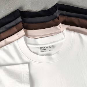 เสื้อยืดคอกลมโอเวอร์ไซส์ผ้าคอตตอนหนา พิมพ์โลโก้ตามสั่งสำหรับผู้ชาย สไตล์สตรีทแวร์ เสื้อยืดเปล่าแบบหนา ยูนิเซ็กส์ รุ่น 6659 - Product Image 1