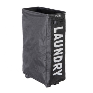 Cesta de lavandería única, organizador, contenedores de almacenamiento plegables estrechos, cesta de lavandería delgada con ruedas - Product Image 2