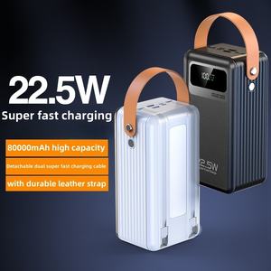 Nouveau produit 22.5W charge super rapide 80000mAh batterie externe avec 2 câbles lumière de <span class=keywords><strong>camping</strong></span> alimentation mobile affichage à LED - Product Image 2