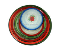 Vasque décorative en émail en promotion Lavabo sur pied en céramique avec revêtement émaillé et motif floral