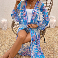Jupes de plage, Robes longues cardigan, Maillots de bain bikini de protection solaire pour vacances en bord de mer, Paréos de plage brodés et ajourés