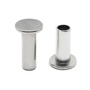 Remaches semitubulares de cabeza plana de acero inoxidable y aluminio DIN, remaches de categoría de - Product Image 4