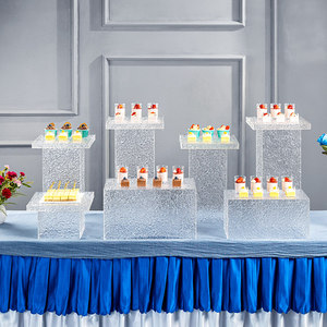 아크릴 물결무늬 디저트 테이블 디스플레이 랙 호텔 뷔페 케이크 스낵 랙 뷔페 티 브레이크 세트 - Product Image 2