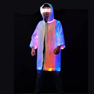 LED Illuminated Hooded Coat Colorful Fiber <b>Optic</b> Garment Unisex Long Sleeve For <b>Bars</b> Nightclubs Performances - Product Image 1