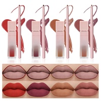 Kit de maquillage pour les lèvres personnalisé avec gloss et crayon à lèvres 2 en 1, gloss à lèvres rose mat nude et crayon à lèvres