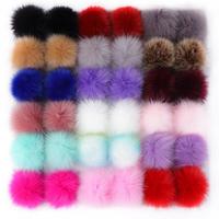 Pompons en fausse fourrure de renard et de lapin de 10 cm de long, design tendance 2024, avec boucle élastique