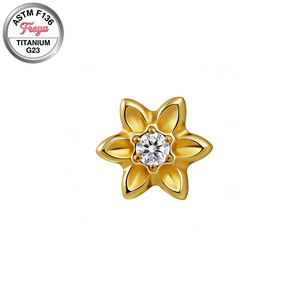 Lindos pendientes <span class=keywords><strong>de</strong></span> flor para novia, aretes finos <span class=keywords><strong>de</strong></span> <span class=keywords><strong>titanio</strong></span> para mujer, aretes coreanos chapados en oro para la <span class=keywords><strong>nariz</strong></span>, joyería para <span class=keywords><strong>piercing</strong></span>. - Product Image 6