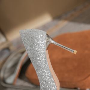 Chaussures de mariage d'été en cuir doré pour femmes, couleur champagne, style chinois, talon aiguille, antidérapantes - Product Image 6