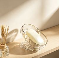 Porte-savon transparent incliné à drainage automatique, plateau transparent de luxe léger pour lavabo de salle de bain, comptoir, douche