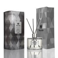 Vente Flash : Bouteille diffuseur vide en verre transparent de luxe, ronde, 200 ml, avec boîte