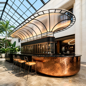 Custom Hand-Hammered Red Copper <strong>Bar</strong> Counter Semi-Circular Arc <strong>Outdoor</strong> Pool Lounge <strong>Bar</strong> For Hotel Resort Atrium Sunroom - Product Image 2