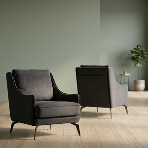 Fauteuil d'appoint moderne en tissu de coton rembourré avec coussin moelleux et pieds en métal pour hôtel et salon - Product Image 2