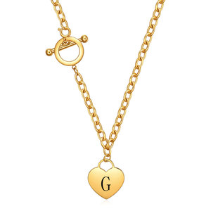 Collier avec pendentif en forme de cœur plaqué or 18 carats en acier inoxydable avec initiale lettre A pour femme, bijou à porter au quotidien, cadeau - Product Image 5