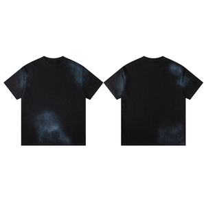 เสื้อยืดคอกลมแขนสั้นพิมพ์ลายอิงค์เจ็ทสไตล์อเมริกัน 280GSM ผ้าฟอกสี ผลิตเสื้อผ้าแนวสตรีทแวร์ - Product Image 1