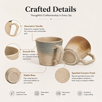 Tasse en céramique artisanale rétro personnalisée OEM ODM, couleur personnalisée, glaçure mouchetée, logo de marque, emballage en boîte cadeau, 330 ml, tasse domestique de qualité alimentaire