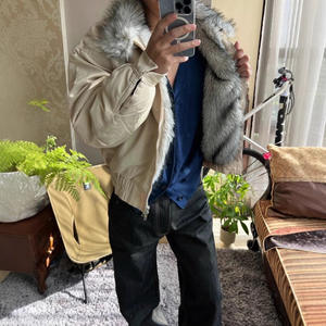 <span class=keywords><strong>Veste</strong></span> pour homme de haute qualité, motif cœur, style streetwear, en coton rembourré, imitation fourrure de loup, imprimé décharge, motif loup royal - Product Image 4