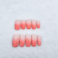 Uñas artificiales forma de uña de almendra; popular naranja diseño 3D color degradado fábrica de alta calidad al por mayor.