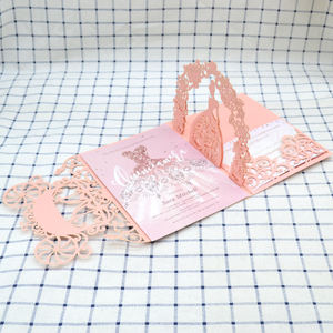 Invitación de Boda Tridimensional Plegable con Diseño de Carruaje de <span class=keywords><strong>Cenicienta</strong></span>, Corte Láser, para Celebración de Quinceañera, Papel Perlado de 250g, 13x18cm - Product Image 6