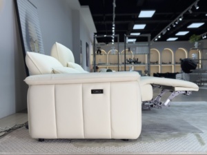 Juego de Sofás Reclinables de Cuero con Respaldo Ajustable Eléctricamente, 3 Plazas, Extensible, con Carga USB - Product Image 2