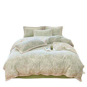 Housse de <span class=keywords><strong>couette</strong></span> Double face <span class=keywords><strong>en</strong></span> <span class=keywords><strong>laine</strong></span> <span class=keywords><strong>d</strong></span>'<span class=keywords><strong>agneau</strong></span> épaissie, plantes sculptées, fleurs, corail, ensemble de literie - Product Image 5