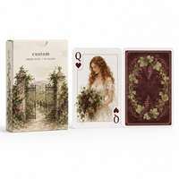 Jeu de cartes personnalisé Cépage Napa, portrait de couple aquarelle, souvenir de mariage, boîte à rabat en papier