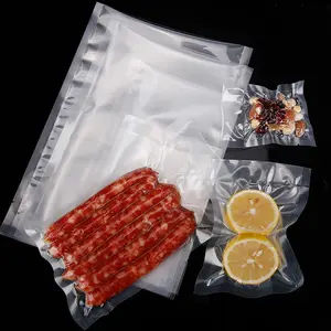 Aangepaste Bedrukte Warmte Verzegelde Doorzichtige Plastic Vlakke Voedselvacuümverpakking Voor Vers Vlees Voor Voedselverpakkingen
