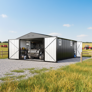 Abri <span class=keywords><strong>de</strong></span> jardin en acier préfabriqué pour <span class=keywords><strong>2</strong></span> <span class=keywords><strong>voitures</strong></span>, grand abri <span class=keywords><strong>de</strong></span> jardin en acier galvanisé robuste avec toit - Product Image 1