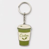 Porte-clés en métal personnalisés en gros, design logo, pour Matcha, pâtisseries, boissons, souvenirs gourmands, desserts, salons de thé, promotion