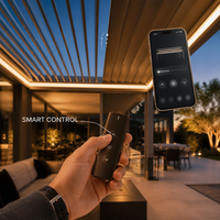 Pergola bioclimatique en aluminium motorisée avec toit à lames orientables, imperméable, revêtement poudré, pour terrasse extérieure, balcon et jardin