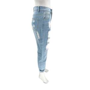 2022 nuovi pantaloni da ragazzo a vita alta femminili Toptan Orjinal Marka Kot pantolon blu gamba larga donne dritte <span class=keywords><strong>Jeans</strong></span> strappati larghi - Product Image 5