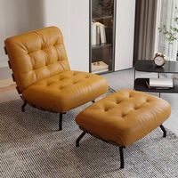 Chaise longue moderne en cuir italien canapé simple chaise de loisirs cadre en bois salon maison hôtel meubles chaises d'appoint