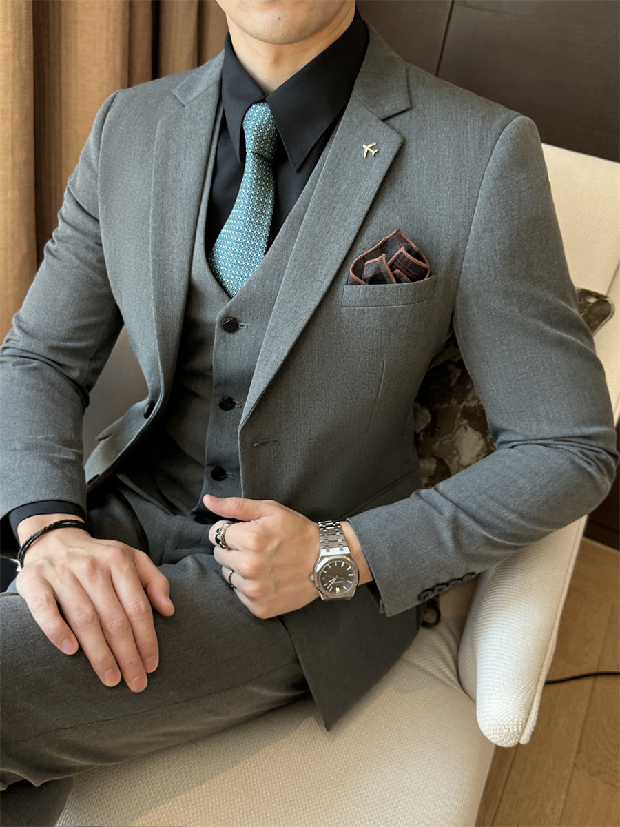 9889 Gris Medio (traje + chaleco + pantalón de vestir)
