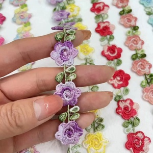 Flores coloridas francesas africanas com guarnição solúvel em água do laço do bordado - Product Image 5