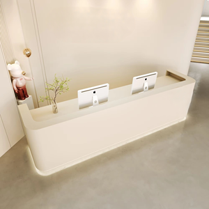 Comptoir d'accueil médical 3 personnes personnalisé bon marché Comptoir <span class=keywords><strong>de</strong></span> réception Salon <span class=keywords><strong>de</strong></span> beauté <span class=keywords><strong>Table</strong></span> <span class=keywords><strong>de</strong></span> réception en or - Product Image 5