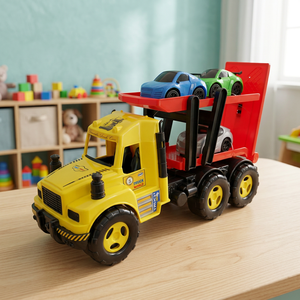 Camion porte-voitures à quatre roues pour enfants de 4 à 6 ans avec mini voitures de course, remorque de transport en plastique - Product Image 3
