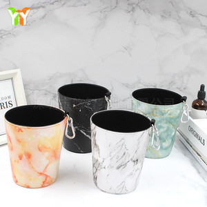 Nordic style <b>desktop</b> leather trash can, mini portable car/car hanging wastebasket, lidless bedroom storage <b>bin</b>. - Product Image 1