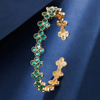 Bracelet ouvert en zircon Resoul Van Cleef, zircon cubique, trèfle à quatre feuilles, bracelet ouvrable, bijoux de luxe pour femmes