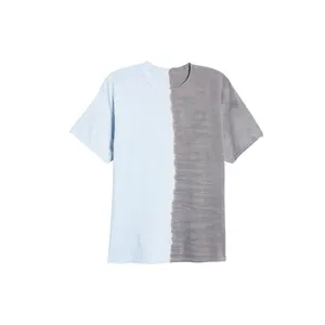 Street Style Later Short Sleeve 2 Color Tie Dye Over Size Patch Work Men Tops