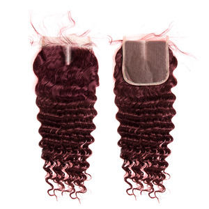 # Lot de 3 mèches de cheveux humains brésiliens 99J Deep Burgundy Deep Wave avec closure en dentelle 4x4 par <span class=keywords><strong>Alipearl</strong></span> - Product Image 5
