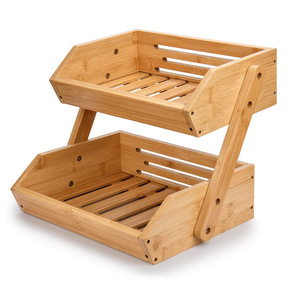 Cesto portafrutta a due livelli <span class=keywords><strong>in</strong></span> bambù, multiuso, per ripiani da cucina, organizer per verdure e pane, disponibile <span class=keywords><strong>in</strong></span> magazzino - Product Image 5