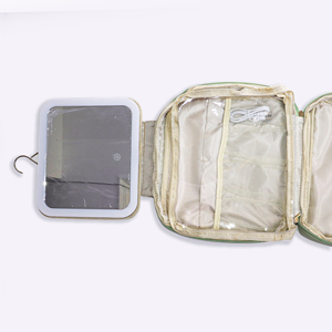 Organisateur de maquillage pour femmes en nylon écologique, personnalisable avec logo DIY, fermeture éclair, poignée, imperméable, pour sac de voyage, miroir LED - Product Image 3