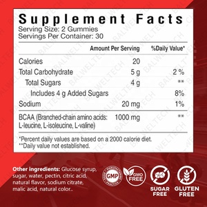 Suplemento de Vitaminas BCAA en Gomitas para Adultos de Alta Calidad, Nutrición Deportiva, Aminoácidos de Cadena Ramificada, Apoya la Recuperación Muscular y la Salud - Product Image 2