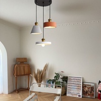 Lustre LED Moderne Simple en Fer Noir, Suspension Luminaire à 3 Couleurs Changeantes, Température de Couleur 3000K-6000K, Garantie 1 An