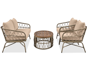 4-<b>Person</b> Outdoor Furniture Set with Removable Waterproof <b>Cushions</b> Modern Design Wicker Conversation Patio Set Wicker Tabletop - Product Image 2