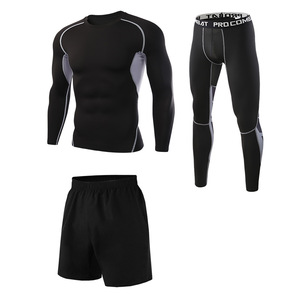 Completo Sportivo da <span class=keywords><strong>Uomo</strong></span> 3 Pezzi: Maglia, Pantaloni e Pantaloncini Traspiranti ad Asciugatura Rapida per <span class=keywords><strong>Fitness</strong></span> e Corsa - Product Image 3